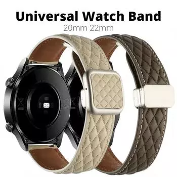 Кожаный ремешок 20 мм 22 мм для часов Huawei GT4 GT3 GT2 pro Магнитный ремешок для часов Huawei watch 4 Pro для Samsung Watch6 5 4 40 44 47 браслет спортивный ремень 22mm