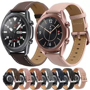 18 мм 20 мм 22 мм кожаный ремешок для Samsung Galaxy Watch 3 41 45 мм Active 2 Gear S3 браслет для Huawei Watch GT2 46 мм замена 20mm розовый