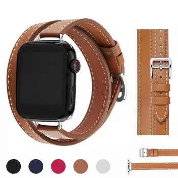 Кожаный ремешок для Apple Watch Band 49 мм, 41 мм, 45 мм, 40 мм, 44 мм для IWatch Series 9, 8, 7, 6 SE 5, 4 Ultra 2, сменный браслет