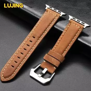 Кожаный ремешок для Apple Watch Ultra 2 Band 49 мм, 45 мм, 41 мм, 44 мм, 40 мм, 42 мм 38, модный браслет Iwatch Series 9, 8, 7, 6, 5, 4 SE 3, 2, 1 Correa For 38mm 40mm 41mm