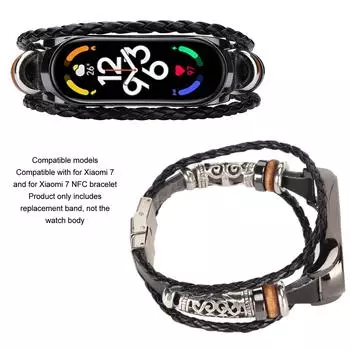 Кожаный ремешок для браслета Xiaomi 7 NFC с металлической пряжкой в этническом стиле, Сменный ремешок для умных часов в стиле ретро для Mi Band 7