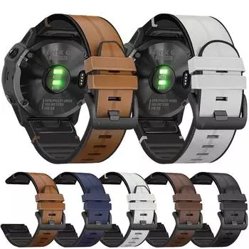 Кожаный ремешок для часов Garmin Fenix 7x7 5 5X Plus 6 6X Pro 3 3 HR epix quatix 5 6, 22 мм, 26 мм, умные часы, быстрый ремешок для браслета, новый браслет-ремень Quick Fit 22mm чёрный