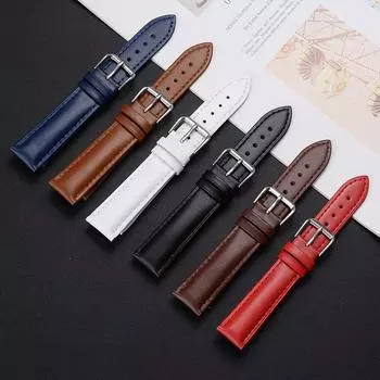 18 мм 20 мм 22 мм кожаный ремешок для часов из натуральной кожи ремешок для часов универсальная пряжка аксессуары для часов водонепроницаемый ремешок из коровьей кожи аксессуары 14mm чёрный