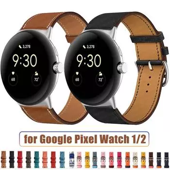 Кожаный ремешок для Google Pixel Watch/Pixel Watch 2 сменный ремешок для умных часов браслет на запястье аксессуары для Pixel Watch For Google Pixel Watch 1/2 красный