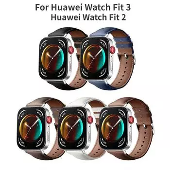 Кожаный ремешок для Huawei Watch Fit 3, Сменный ремешок для часов Correa для Huawei Watch Fit 2, браслет, ремешок для браслета, аксессуар For Huawei Watch Fit 3 чёрный