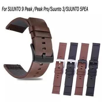 Кожаный ремешок для SUUNTO 9 Peak /Peak Pro Sport Ремешок для Suunto 3 Smartwatch 20 22 мм Браслет Ремешок для часов SUUNTO 5PEAK Correa 22mm чёрный/серебряный