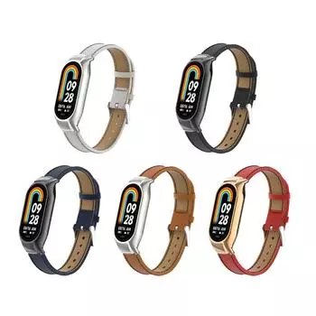 Кожаный ремешок для Xiaomi Band 8, браслеты для мужчин и женщин, браслет для xiaomi Miband 8 NFC, аксессуары для умных часов, модные аксессуары Xiaomi Band 8/NFC белый