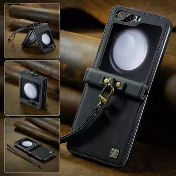 Кожаный ремешок на браслет, чехол для Samsung Galaxy Z Flip 5 3 Flip4 Z Fold 5 4 3, защитный простой деловой противоударный модный чехол Samsung Z flip 5 красный