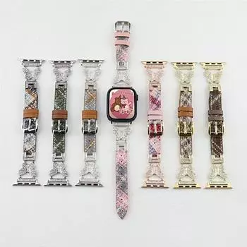 Кожаный ремешок с бабочкой для Apple Watch Series 9, 8, 7, 6, 5, 4, 3, 2 Se, ремешок для часов IWatch Ultra, браслет 41 мм, 45 мм, 40, 44 мм, 38, 42 мм 38 40 41mm