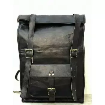 Кожаный рюкзак для ноутбука, регулируемый рюкзак, винтажная дорожная сумка, женская стильная сумка чёрный