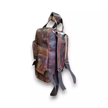 Кожаный рюкзак, дорожный рюкзак, винтажная сумка для ноутбука, туристический школьный рюкзак для колледжа, уличный рюкзак на плечо для мужчин и женщин 17 x 12 x 5 in коричневый