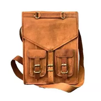 Кожаный рюкзак и сумка-мессенджер из натуральной козьей кожи, мужская сумка для ноутбука ручной работы 12 x 16 x 5 in коричневый