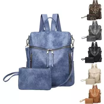 Кожаный рюкзак-кошелек для женщин, кожаный рюкзак среднего размера, модные сумки и сумки на ремне, дорожные сумки One Size коричневый