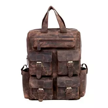 Кожаный рюкзак, Кожаный рюкзак ручной работы, Персонализированный кожаный рюкзак для ноутбука, Кожаный походный рюкзак, Кожаная походная сумка Мужчины Женщины 17 x 12 x 5 in коричневый