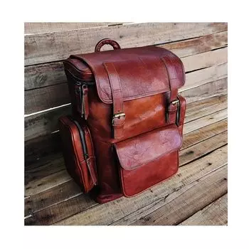 Кожаный рюкзак, Кожаный рюкзак ручной работы, Персонализированный кожаный рюкзак для ноутбука, Кожаный походный рюкзак, Кожаная походная сумка Мужчины Женщины 12 x 16 x 6 in коричневый