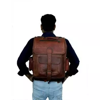 Кожаный рюкзак, Рюкзак для ноутбука, Дорожный рюкзак, Кожаная сумка для ноутбука, Мужской рюкзак, Кожаный рюкзак для женщин 16 x 12 x 5 in коричневый