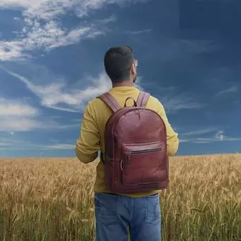 Кожаный рюкзак унисекс для ноутбука ручной работы, повседневный рюкзак-мессенджер, винтажный дорожный рюкзак 16 x 12 x 5 in коричневый