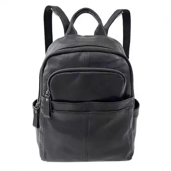 Кожаный рюкзак женский черный воловья кожа женский рюкзак модная универсальная мягкая кожаная женская сумка чёрный
