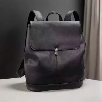 Кожаный рюкзак, женский модный рюкзак с замком против кражи, школьная сумка, черный мягкий рюкзак из воловьей кожи для путешествий чёрный