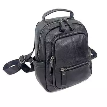 Кожаный рюкзак женский школьный черный мягкий коровья кожа повседневный рюкзак маленький женский дорожный рюкзак чёрный
