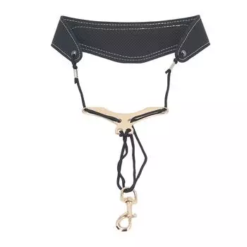 Кожаный шейный ремень для саксофона, дышащий, регулируемый Y-образный для саксофона с металлическим поворотным карабином Black