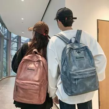 Кожаный школьный рюкзак для девочек, школьный рюкзак для старшеклассников, однотонный женский рюкзак зелёный