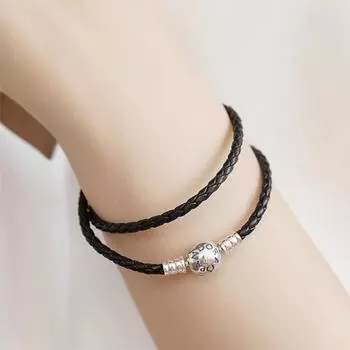 Кожаный шнур, черный красный, двойной круг, плетеный кожаный простой модный браслет