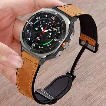 Кожаный силиконовый браслет для Samsung Galaxy Watch Ultra 47 мм магнитный ремешок спортивный ремешок для часов ULTRA7 47 мм без зазоров ремешок для часов Galaxy Ultra 47mm бежевый