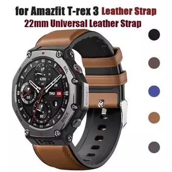 Кожаный силиконовый браслет для умных часов Amazfit T-rex 3 Ремешок для часов Huami Amazfit T-rex 3 Аксессуары для часов Correa 22mm Universal синий