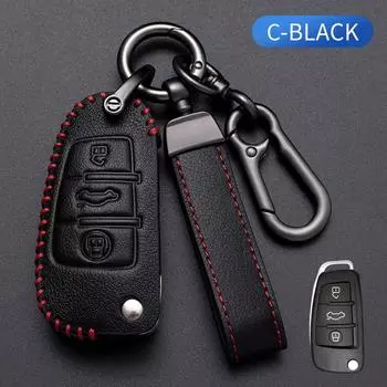 Кожаный складной чехол для автомобильного ключа Oli для A3 8L 8P A4 B6 B7 B8 A6 C5 C6 4F RS3 Q3 Q7 TT 8L 8V S3 Key Fob Shell Accessories коричневый