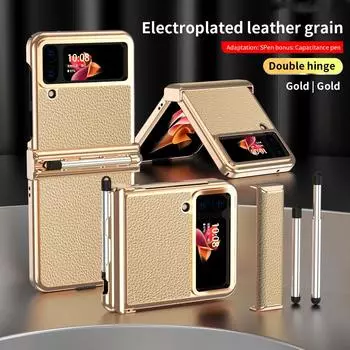 Кожаный складной чехол с держателем S-ручки против пота для Samsung Galaxy Z Flip 4 5g Flip4 Flip3 Flip 3 Zflip4 Нескользящий защитный чехол for Samsung Z Flip 3