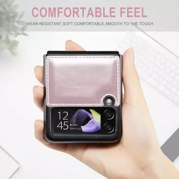 Кожаный складной чехол с защитой от отпечатков пальцев Zflip4 для Samsung Galaxy Z Flip 4 5g Flip4 Flip3 Flip 3, защитные чехлы с защитой от падения for Samsung z Flip 4 розовый