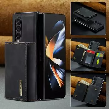 Кожаный складной чехол с защитой от падения для Samsung Galaxy Z Fold 4 5g Fold4 Fold 3 Fold3, держатель для карт, чехол для мобильного телефона, принципиально for samsung z fold 3 кофейный