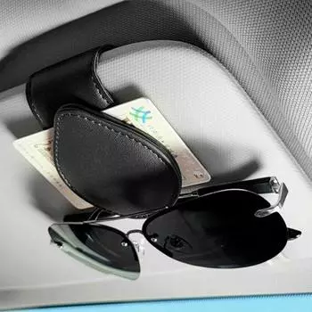 Кожаный солнцезащитный козырек автомобиля, магнитный держатель для очков, крепление для карточек и билетов в салоне автомобиля, портативный держатель для солнцезащитных очков, зажимы, автомобильные аксессуары чёрный