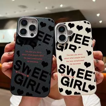 Кожаный текстурный чехол для iPhone 16 15 Pro 14 13 12 11 Pro Max Xs Max Xr 8 7 6 Plus с буквенным узором, противоударный мягкий тонкий чехол из ТПУ iPhone 16 бежевый