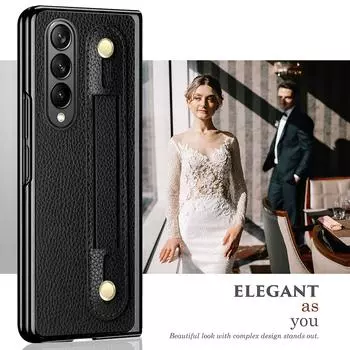 Кожаный тонкий чехол для делового браслета для Samsung Galaxy Z Fold 4 Fold4 5g Fold3 Fold2 Fold 3 2, чехлы из пленки из закаленного стекла for Samsung Z Fold 4 синий