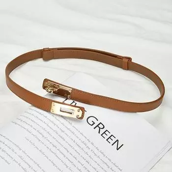 Кожаный тонкий ремень Женские повседневные аксессуары Ремень с металлической пряжкой as the picture