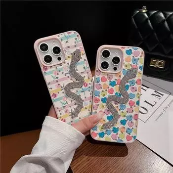 Кожаный узор 3D полная ромбовидная змея iPhone 14/13 подходит для 12/11 Apple 16/15 PROMAX телефон чехол анти-падение iPhone16