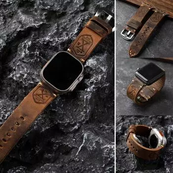 Кожаный винтажный кожаный ремешок ручной работы Crazy Horse для часов Apple Watch 9 7 8 6 5 SE Ultra 2