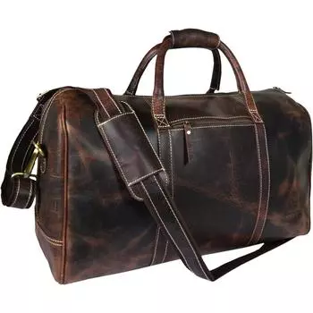 Кожаный замок, мужская спортивная сумка из натуральной винтажной кожи из кожи буйвола, спортивная спортивная сумка, дорожная сумка для ручной клади в салоне самолета, темно-коричневый