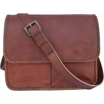 Кожаный замок, винтажная сумка-мессенджер, 13-дюймовая сумка для ноутбука/Macbook, сумки через плечо, унисекс 14 x 10 x 4 in коричневый