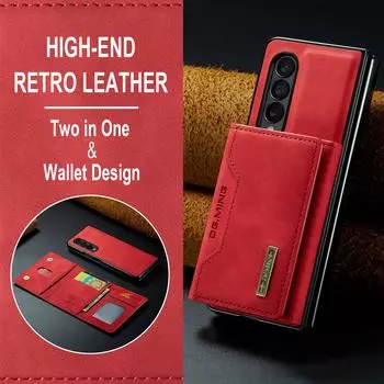 Кожаный защитный чехол-бумажник с точным вырезом для Samsung Galaxy Z Fold4 5g Fold 4 Fold3 Fold 3 Чехол для мобильного телефона с держателем Cad for samsung z fold 3 зелёный