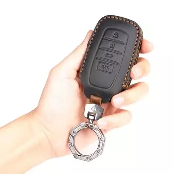 Кожаный защитный чехол для ключа дистанционного управления Toyota bZ4X 2022 Corolla Crown. чёрный