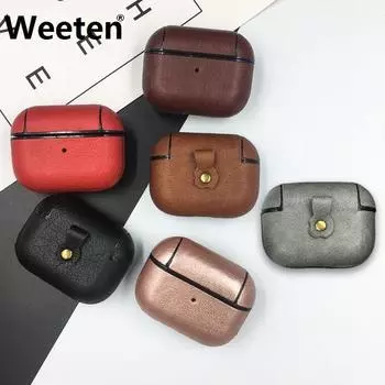 Кожаный защитный чехол для ПК Airpods Pro Чехол для гарнитуры Bluetooth для Airpods Pro Аксессуары For Airpods Pro Cover светло-коричневого