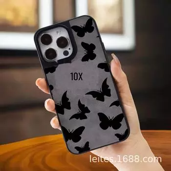 Кожаный защитный чехол «два в одном» с узором бабочки для Apple iPhone 15