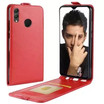 Кожаный защитный чехол с вертикальной откидной крышкой в деловом стиле для Huawei Honor 8X, с гнездом для карты чёрный