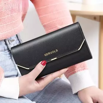 Кожаный женский кошелек, новый женский длинный кошелек, большой емкости, клатч с несколькими картами, кожаный кошелек, сумка для мобильного телефона красный