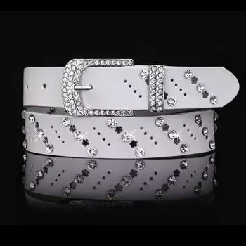 Кожаный женский ремень со стразами Модный женский ремень Пояс Stall Belt Пояс 110cm красный