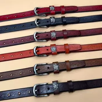 Кожаный женский ремень универсальный ретро ремень с джинсами повседневные брюки ремень женский узкий 90cm-120cm чёрный