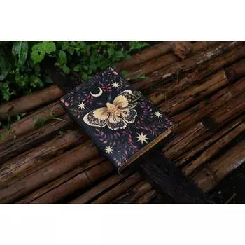 кожаный журнал Блокнот с бабочкой Журнал для письма Блокнот для рисования Книга для стихов Книга-блокнот Книга для путешествий для мужчин и женщин 7 x 5 in чёрный